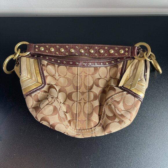 Coach Vintage Signature Jacquard w/ Metallic Detail Hobo Hand Bag - Preowned - Picture 5 of 10